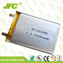High quality real capacity 3.7v 700mah lithium polymer battery JFC383450 lipo battery