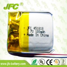JFC451818 Li-Ion Battery 3.7V 100mAH